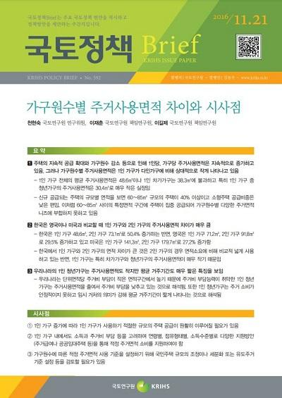 가구원수별 주거사용면적 차이와 시사점